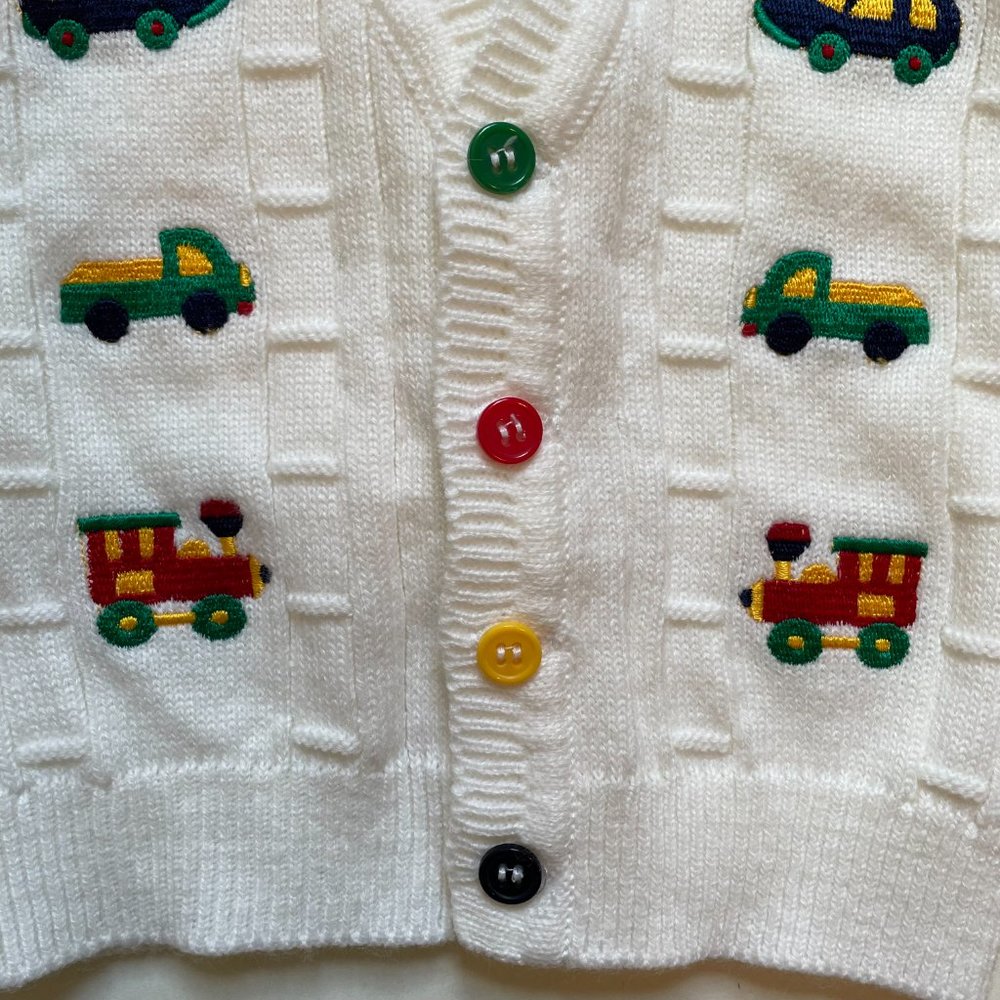 White Multi-Color Button Down Cardigan Sweater by Baby Superstore 12 Months NWOT